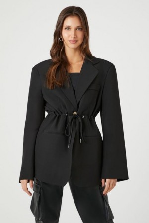 Blazer Forever 21 Belted Single Breasted Mujer Negras | DZarmHMDVoP