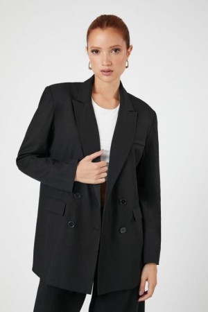 Blazer Forever 21 Double Breasted Notched Mujer Negras | Iq4BNVUhX9v