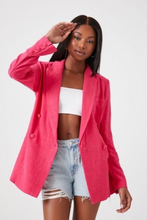 Blazer Forever 21 Double Breasted Notched Mujer Rosas | YF4VVVNnN9c