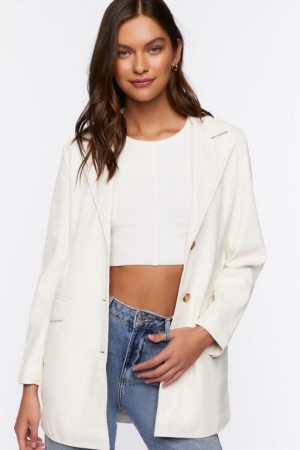 Blazer Forever 21 Faux Cuero Belted Mujer Creme | toyeXGFT6gH