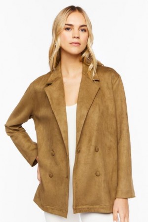 Blazer Forever 21 Faux Suede Notched Mujer Verde Oliva | KTcWYtMrmrI