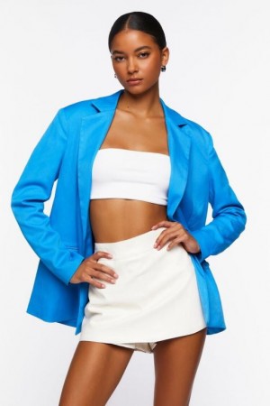 Blazer Forever 21 Notched Double Breasted Mujer Azur | HoxhRmI9yFg