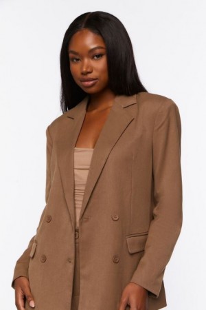 Blazer Forever 21 Notched Double Breasted Mujer Carob | jTBUx02vmoy