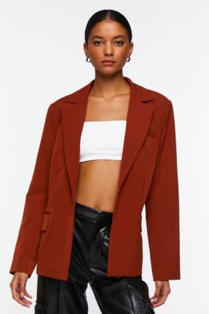 Blazer Forever 21 Notched Lapel Single Breasted Mujer Marrones | XQrMdKckcQt