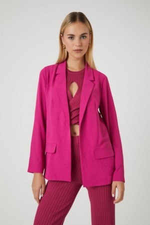 Blazer Forever 21 Open Front Mujer Rosas | dBj64u5fzzD