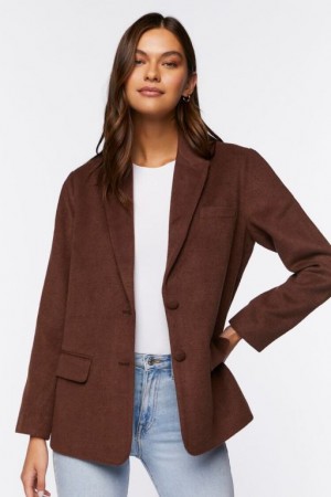 Blazer Forever 21 Peak Lapel Mujer Marrones | giGqVttmAOl