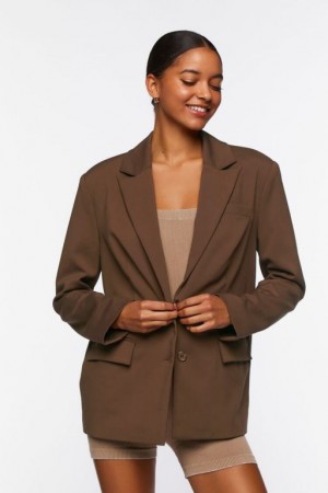 Blazer Forever 21 Peak Lapel Single Breasted Mujer Marrones Oscuro | gTUcGFVyeqr