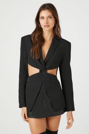 Blazer Forever 21 Twist Front Cutout Mujer Negras | m0vJBrMcl9r