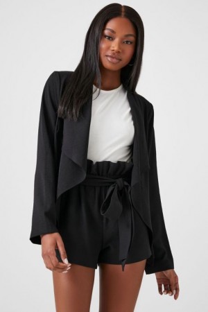 Blazer Forever 21 Waterfall Open Front Mujer Negras | WZFSmIy2OTF