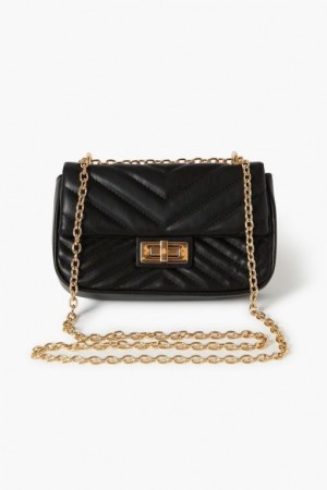 Bolsas Forever 21 Acolchado Chain Strap Shoulder Mujer Negras | AIgbV7A9CbK