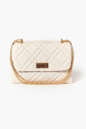 Bolsas Forever 21 Acolchado Faux Cuero Crossbody Mujer Creme | USicpnstmjG