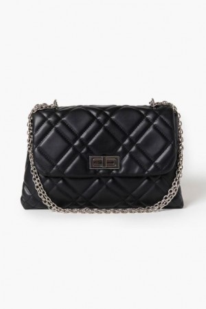 Bolsas Forever 21 Acolchado Faux Cuero Crossbody Mujer Negras | p0PaKw2WkxX