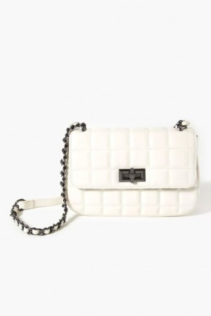 Bolsas Forever 21 Acolchado Faux Cuero Crossbody Mujer Creme | MuXBhUuVmFs