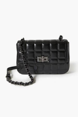 Bolsas Forever 21 Acolchado Faux Cuero Crossbody Mujer Negras | LYIzEprPd2P