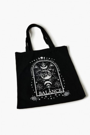 Bolsas Forever 21 Balance Estampadas Tote Mujer Negras Blancas | mPqd0aw1VTj