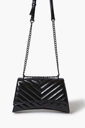 Bolsas Forever 21 Chevron Acolchado Crossbody Mujer Negras | 3WZ0lD77PY8