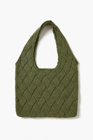 Bolsas Forever 21 Dual Handle Woven Tote Mujer Verde | xMSH8mRHBGA