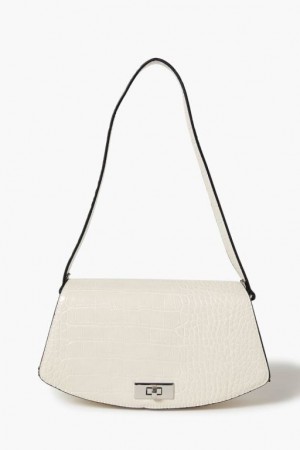 Bolsas Forever 21 Faux Croc Shoulder Mujer Creme | 0IIn07pM8JU