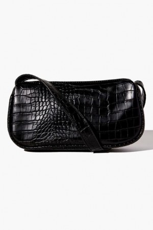 Bolsas Forever 21 Faux Croc Uette Mujer Negras | QtQ1EeMnlGM