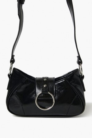 Bolsas Forever 21 Faux Cuero O Ring Crossbody Mujer Negras | IRL32bpsoOR