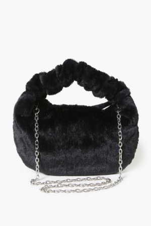 Bolsas Forever 21 Faux Fur Chain Strap Shoulder Mujer Negras | 6lDOrQjmEyh