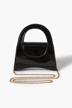 Bolsas Forever 21 Faux Patent Cuero Mini Crossbody Mujer Negras | wMlD38LwGSi