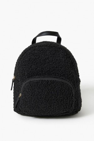 Bolsas Forever 21 Faux Shearling Backpack Mujer Negras | AK9r9pz3HAQ