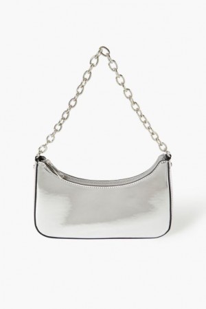 Bolsas Forever 21 Metallic Chain Strap Shoulder Mujer Plateadas Metal | AM9zHmYrRgg