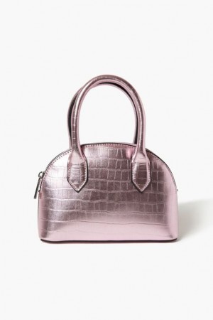 Bolsas Forever 21 Metallic Faux Croc Crossbody Mujer Rosas | wh96MSL94Rm