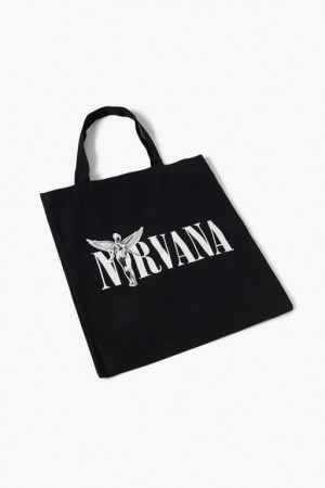 Bolsas Forever 21 Nirvana Estampadas Tote Mujer Negras Blancas | QbmcVV2pfGx