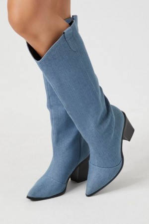 Botas Forever 21 Denim Cowboy Mujer Azules | JKB9qWzCSen