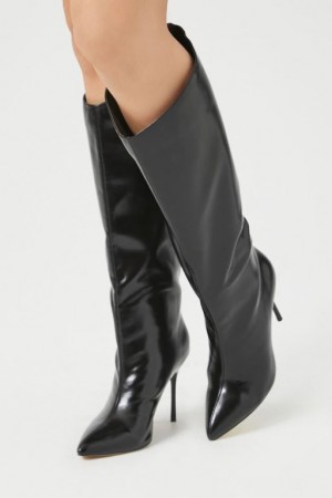 Botas Forever 21 Faux Cuero Pointed Stiletto Mujer Negras | fxiuuNGalBM