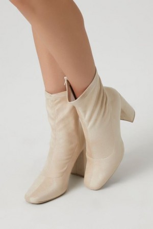 Botas Forever 21 Faux Suede Block Heel Booties Mujer Marrones | gN5h6UhbfWp