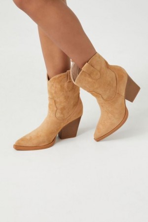 Botas Forever 21 Faux Suede Cowboy Mujer Marrones | o85jLkX55GN