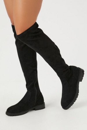 Botas Forever 21 Faux Suede Over The Knee Mujer Negras | CI6oO7D4RP4