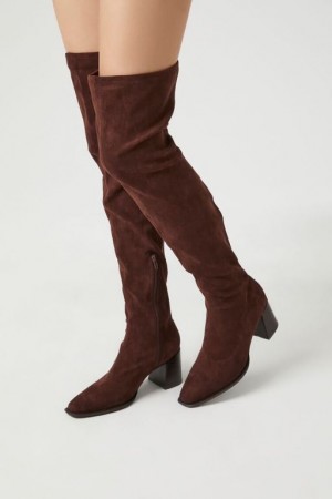 Botas Forever 21 Faux Suede Over The Knee Mujer Marrones | Wgn0gptqr8P