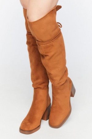 Botas Forever 21 Faux Suede Over The Knee Mujer Marrones | bOEB1noA8HP