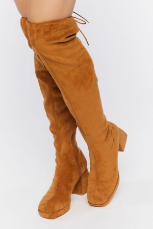 Botas Forever 21 Faux Suede Over The Knee Mujer Marrones | gWeiIfPxWDl