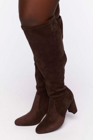 Botas Forever 21 Faux Suede Over The Knee Wide Mujer Marrones | olBV0c9o3fr