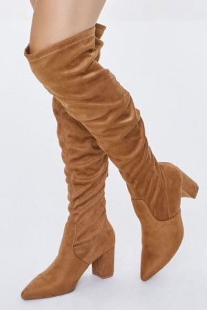 Botas Forever 21 Faux Suede Over The Knee Mujer Marrones | 1UuAUIbWRx2