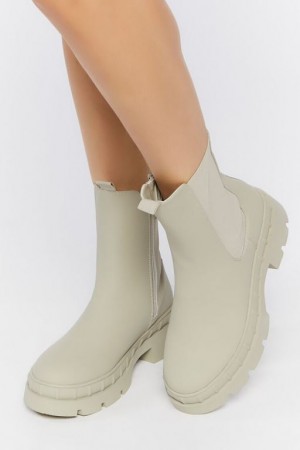 Botas Forever 21 Lug Sole Chelsea Mujer Gris | kwKBlbrUUFX