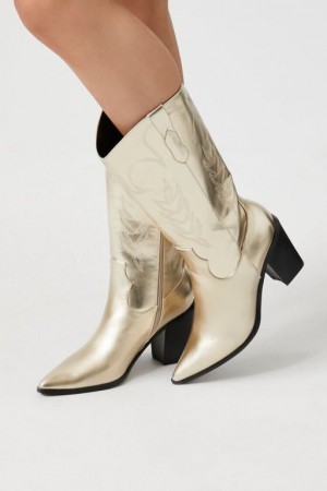 Botas Forever 21 Metallic Cowboy Mujer Doradas | 5XX82I4Q1QV