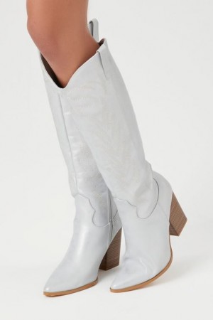 Botas Forever 21 Metallic Cowboy Mujer Plateadas | DFDkkHkJoqh