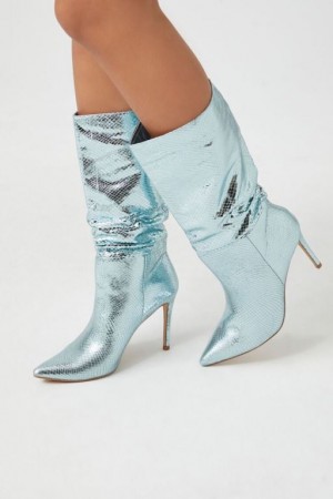 Botas Forever 21 Metallic Snakeskin Pointed Mujer Azules | FFF6usDhYMd