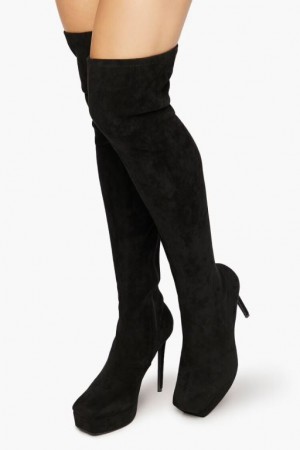 Botas Forever 21 Over The Knee Stiletto Platform Mujer Negras | vwkA6Z5kGug