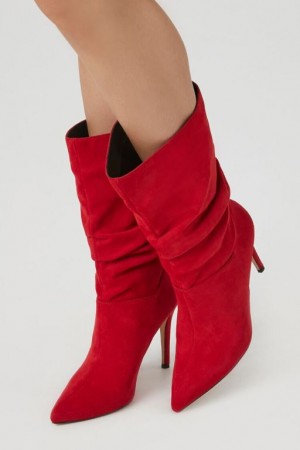 Botas Forever 21 Ruched Stiletto Mujer Rojas | SF9eg3rGdKL