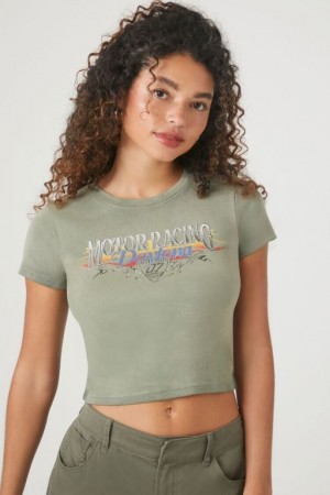 Camisa Forever 21 Acanalado Knit Daytona Estampadas Mujer Gris Multicolor | PLbm59HCesI