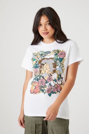 Camisa Forever 21 Alice In Wonderland Estampadas Mujer Blancas Multicolor | wFyKDR05gw7