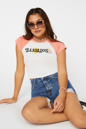 Camisa Forever 21 Barbados Estampadas Cropped Raglan Mujer Rosas Multicolor | tDhNPEdKAIf