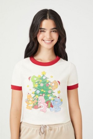 Camisa Forever 21 Christmas Care Bears Estampadas Ringer Baby Mujer Creme Multicolor | nt83Poc8Pod